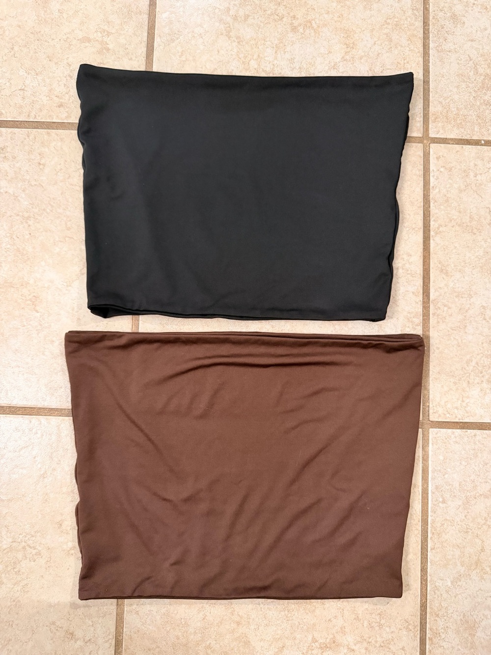 EUC Black & Brown Double-Layer Tube Tops